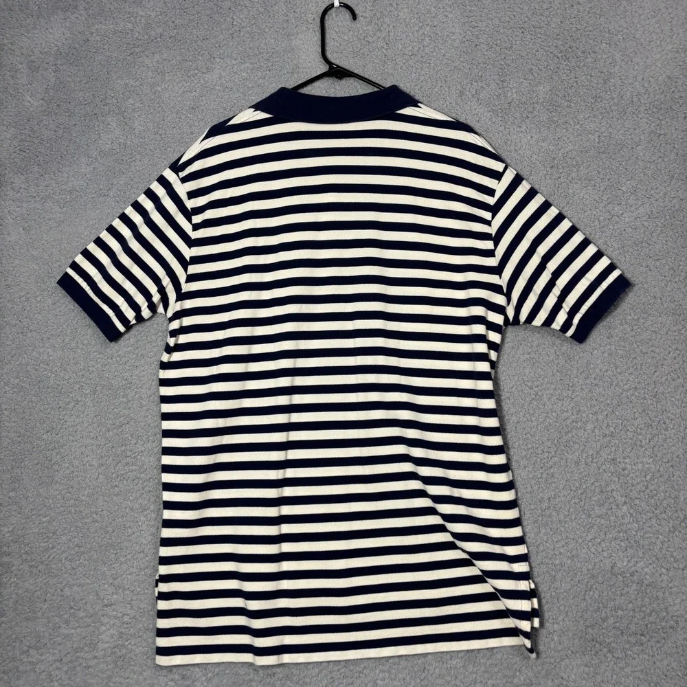 Polo Ralph Lauren Mens XL Striped Short Sleeve Polo Shirt Navy White Cotton